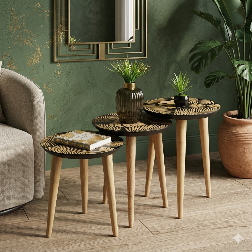 Tropical Nest of Tables Black