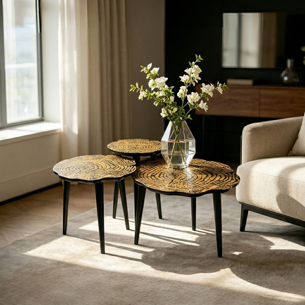 Raw Oak Nest of Tables